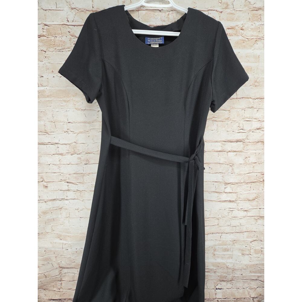 Willow Ridge Dress With Waist Tie And Shoulder Pads Size 12T Tall Black